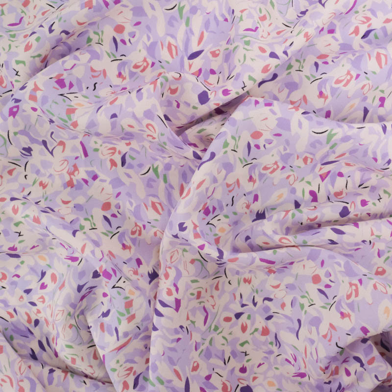 Viscose Impression Digitale Motif Abstrait Lavande - Maison Klem